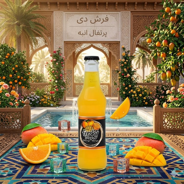 آبمیوه گازدار با طعم پرتقال و انبه فرشی دی 250 میلی لیتر